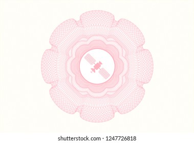 Pink abstract rosette with satelite icon inside