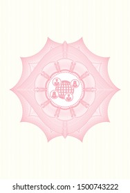 Pink abstract rosette with social network icon inside