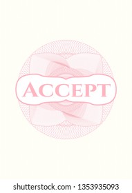 Pink abstract rosette with text Accept inside