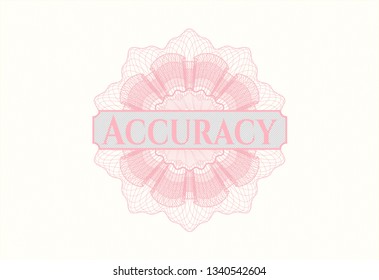 Pink abstract rosette with text Accuracy inside