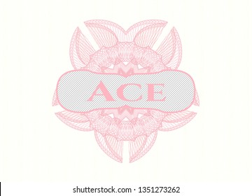 Pink abstract rosette with text Ace inside