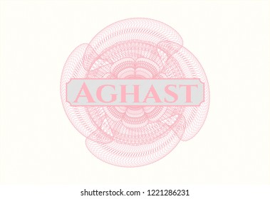 Pink abstract rosette with text Aghast inside