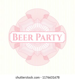 Pink abstract rosette with text Beer Party inside