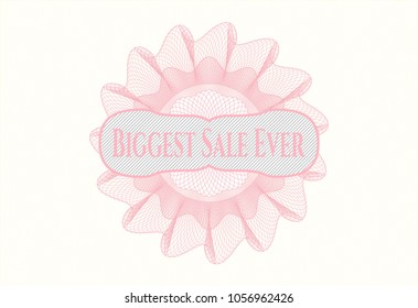 Pink abstract rosette with text Biggest Sale Ever inside
