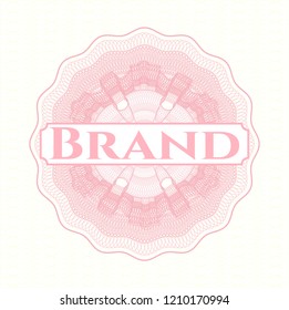 Pink abstract rosette with text Brand inside