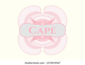 Pink abstract rosette with text Cape inside