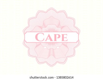 Pink abstract rosette with text Cape inside