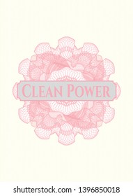 Pink abstract rosette with text Clean Power inside