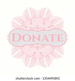 Pink abstract rosette with text Donate inside