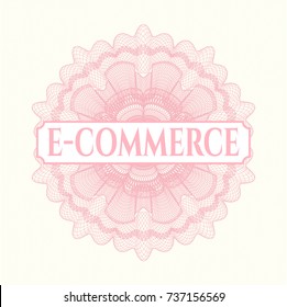 Pink abstract rosette with text e-commerce inside