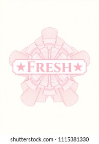 Pink abstract rosette with text Fresh inside