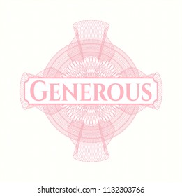 Pink abstract rosette with text Generous inside
