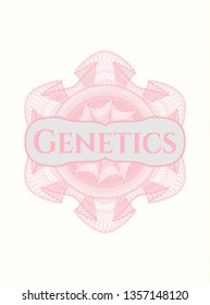 Pink abstract rosette with text Genetics inside