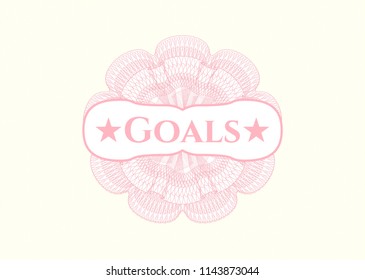Pink abstract rosette with text Goals inside