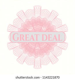 Pink abstract rosette with text Great Deal inside