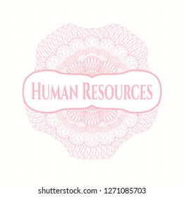 Pink abstract rosette with text Human Resources inside
