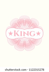 Pink abstract rosette with text King inside