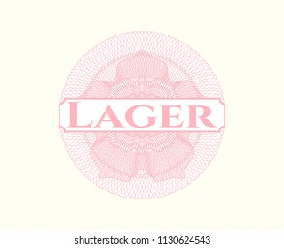 Pink abstract rosette with text Lager inside