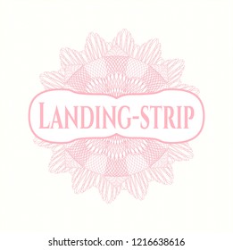 Pink abstract rosette with text Landing-strip inside