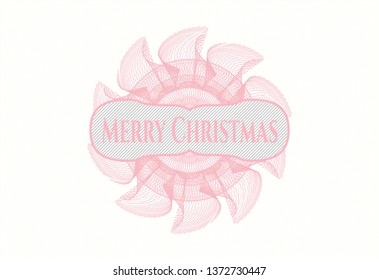 Pink abstract rosette with text Merry Christmas inside
