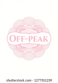 Pink abstract rosette with text Off-peak inside