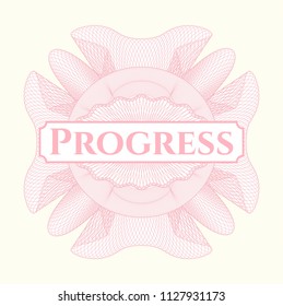 Pink abstract rosette with text Progress inside