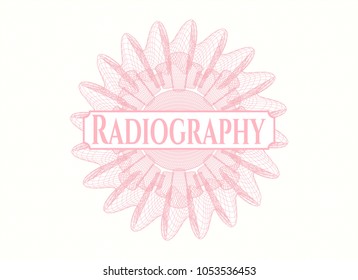 Pink abstract rosette with text Radiography inside