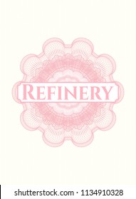Pink abstract rosette with text Refinery inside