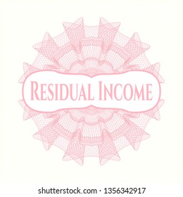 Pink abstract rosette with text Residual Income inside