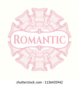 Pink abstract rosette with text Romantic inside