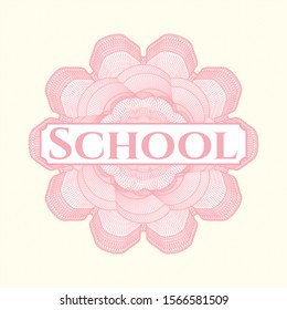 Pink abstract rosette with text School inside