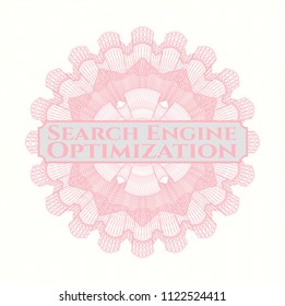 Pink abstract rosette with text Search Engine Optimization inside