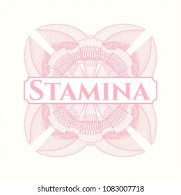  Pink abstract rosette with text Stamina inside