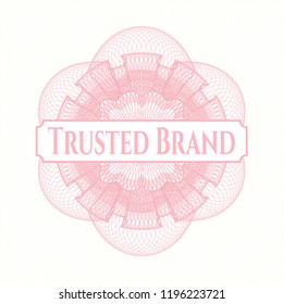 Pink abstract rosette with text Trusted Brand inside