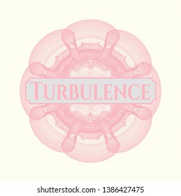 Pink abstract rosette with text Turbulence inside