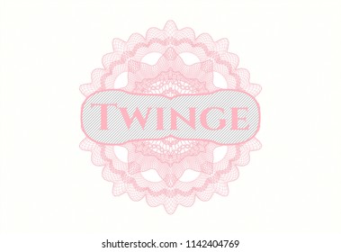 Pink abstract rosette with text Twinge inside