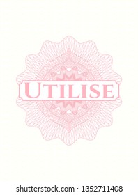 Pink abstract rosette with text Utilise inside