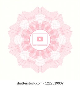 Pink abstract rosette with video player icon inside