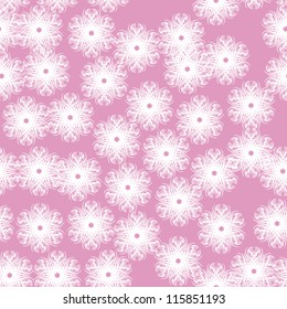 pink abstract seamless pattern of winter with snowflakes