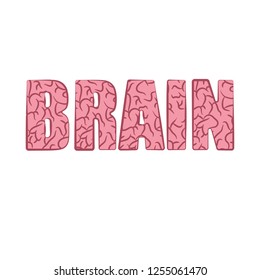 Pink abstract silhouette of human brain word