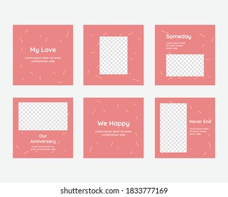 Pink abstract social media photo post banner template design vector
