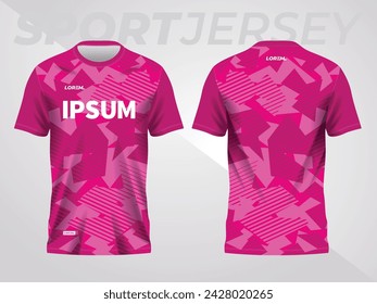 pink abstract sports jersey football soccer racing gaming motocross cycling running. front and back view