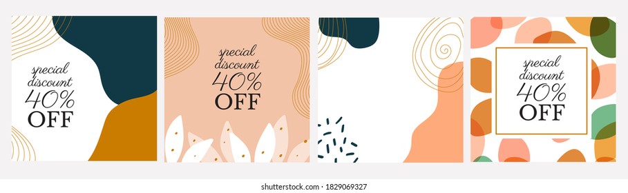 pink abstract square art design templates with floral and geometric elements vector illustration. Good for social media posts, mobile apps, banners design and web or internet ads.