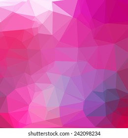 Pink abstract square geometric background consisting of colored triangles.