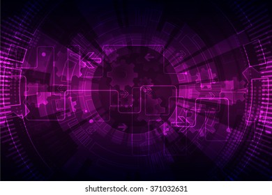 Pink abstract technological background with various technological elements. Vector