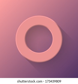 Pink abstract technology volume knob, blank round button template with flat designed shadow and gradient background for web sites, user interfaces (UI) and applications (apps). Vector illustration.