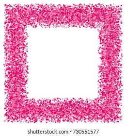Pink abstract texture frame isolated on white background. Explosion of  confetti.  Flat design element. Vector illustration,eps 10.