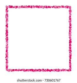 Pink abstract texture frame isolated on white background. Explosion of  confetti.  Flat design element. Vector illustration,eps 10.
