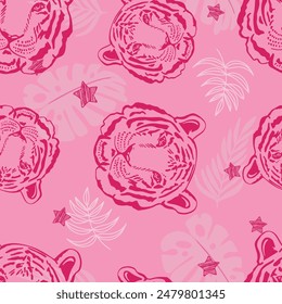 Tono de tigre rosa abstracto. Fondo dibujado a mano para las niñas, para el textil, camisetas gráficas, ropa de los niños. Fondo de pantalla para chicas adolescentes. Estilo de moda