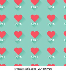 Pink abstract Valentine's heart seamless pattern. Vector illustration.